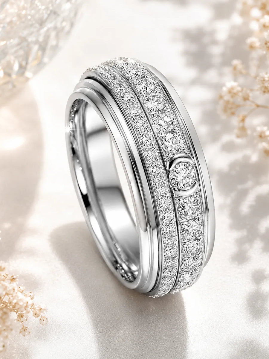 Peora CZ Luxe Eternity Style Ring - Silver