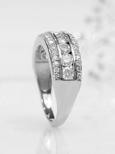 Peora Glam Triple Row CZ Statement Ring - Silver