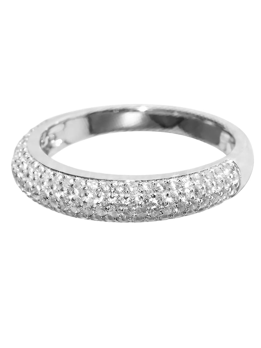 Peora Classic Pave CZ Band Ring - Silver