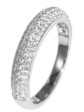 Peora Classic Pave CZ Band Ring - Silver