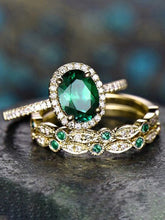 Peora Green Oval Cocktail Stackable Ring - Gold