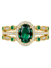 Peora Green Oval Cocktail Stackable Ring - Gold