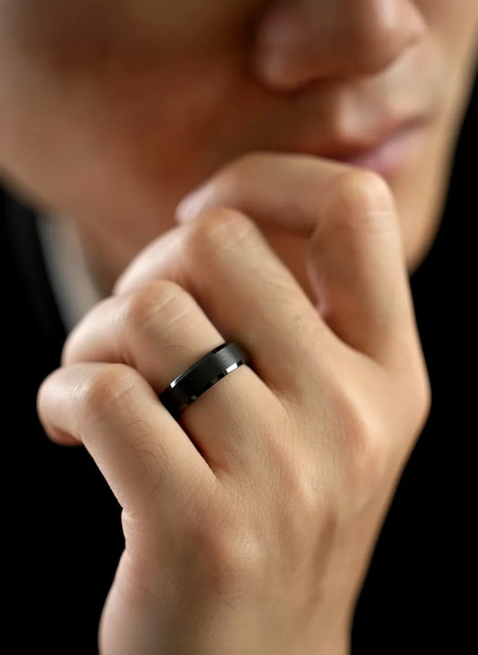Shadow Steel Matte Finish Ring - Black