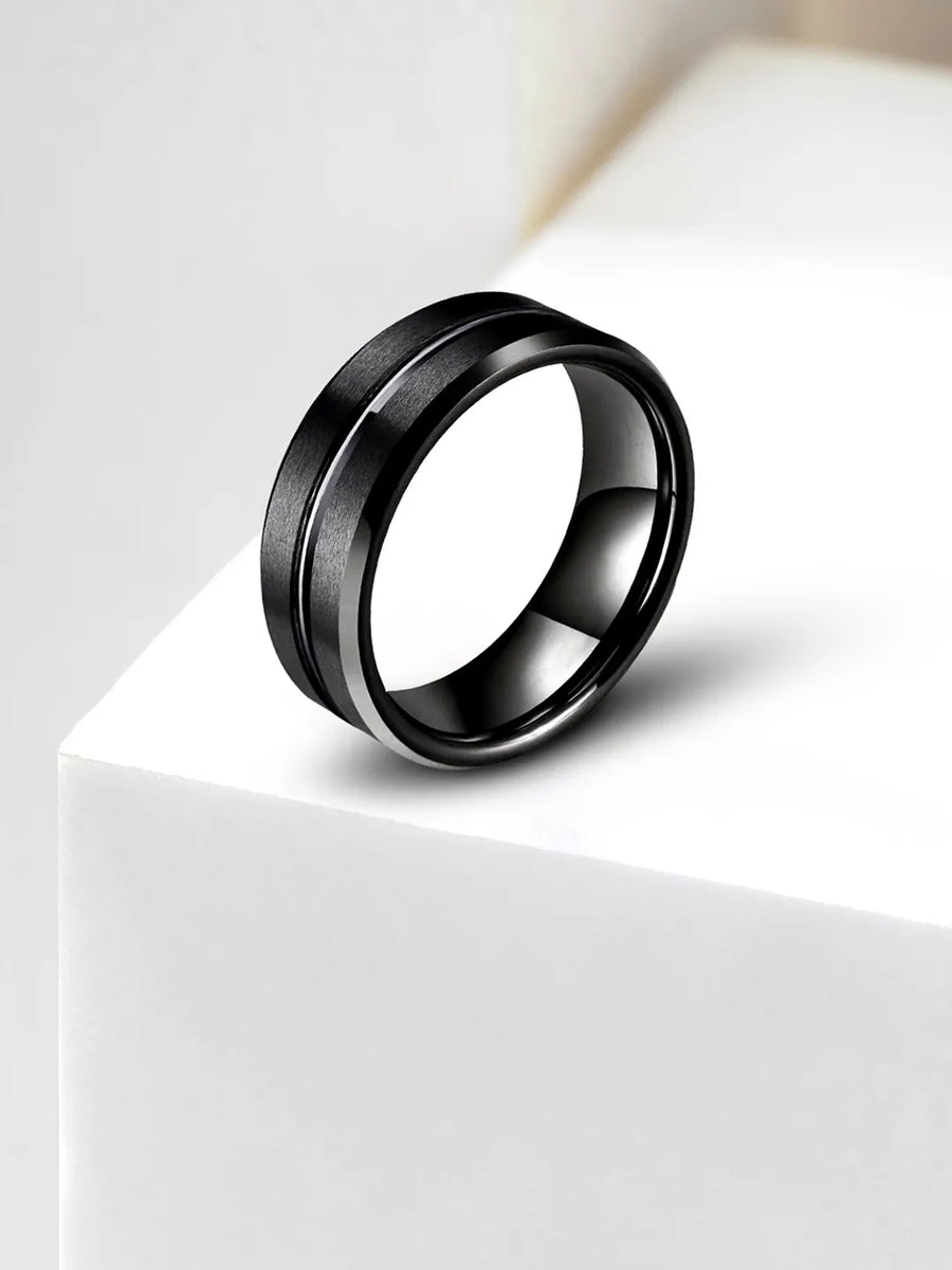 Tungsten Ring with Steely Strength - Black