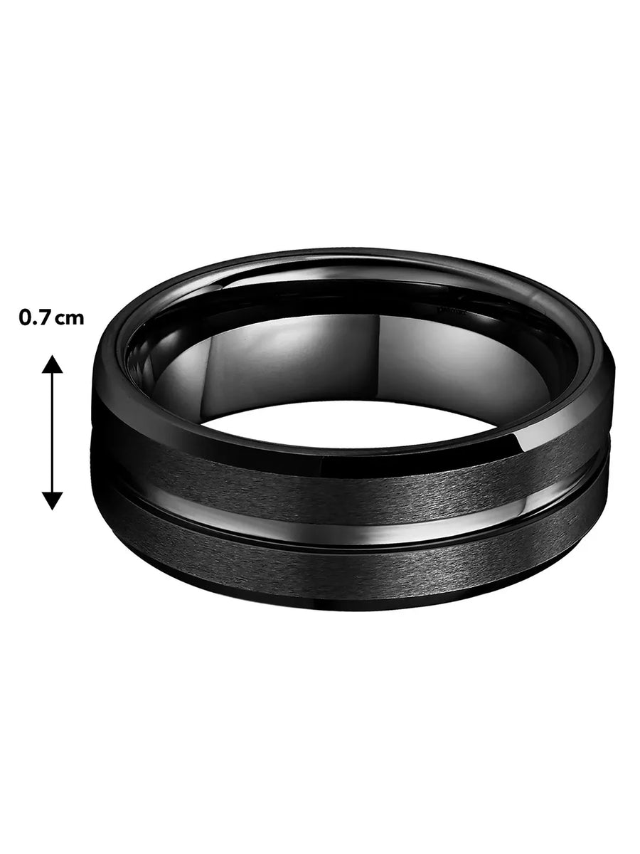 Tungsten Ring with Steely Strength - Black