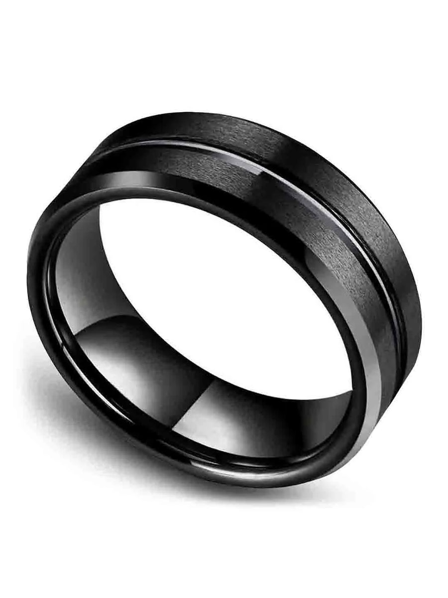 Tungsten Ring with Steely Strength - Black