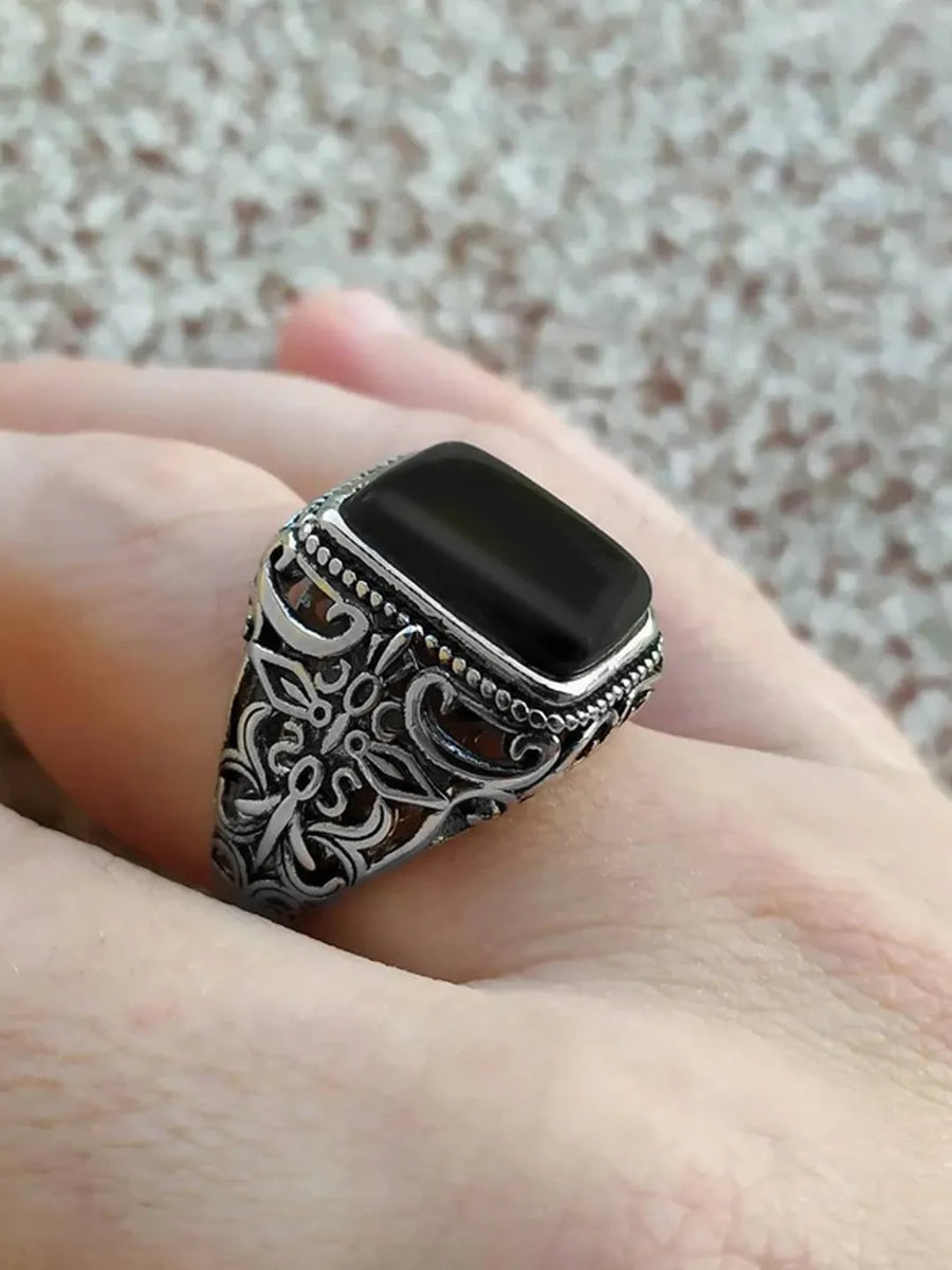 Rhodium Plated Men's Synthetic Stone Jewellery