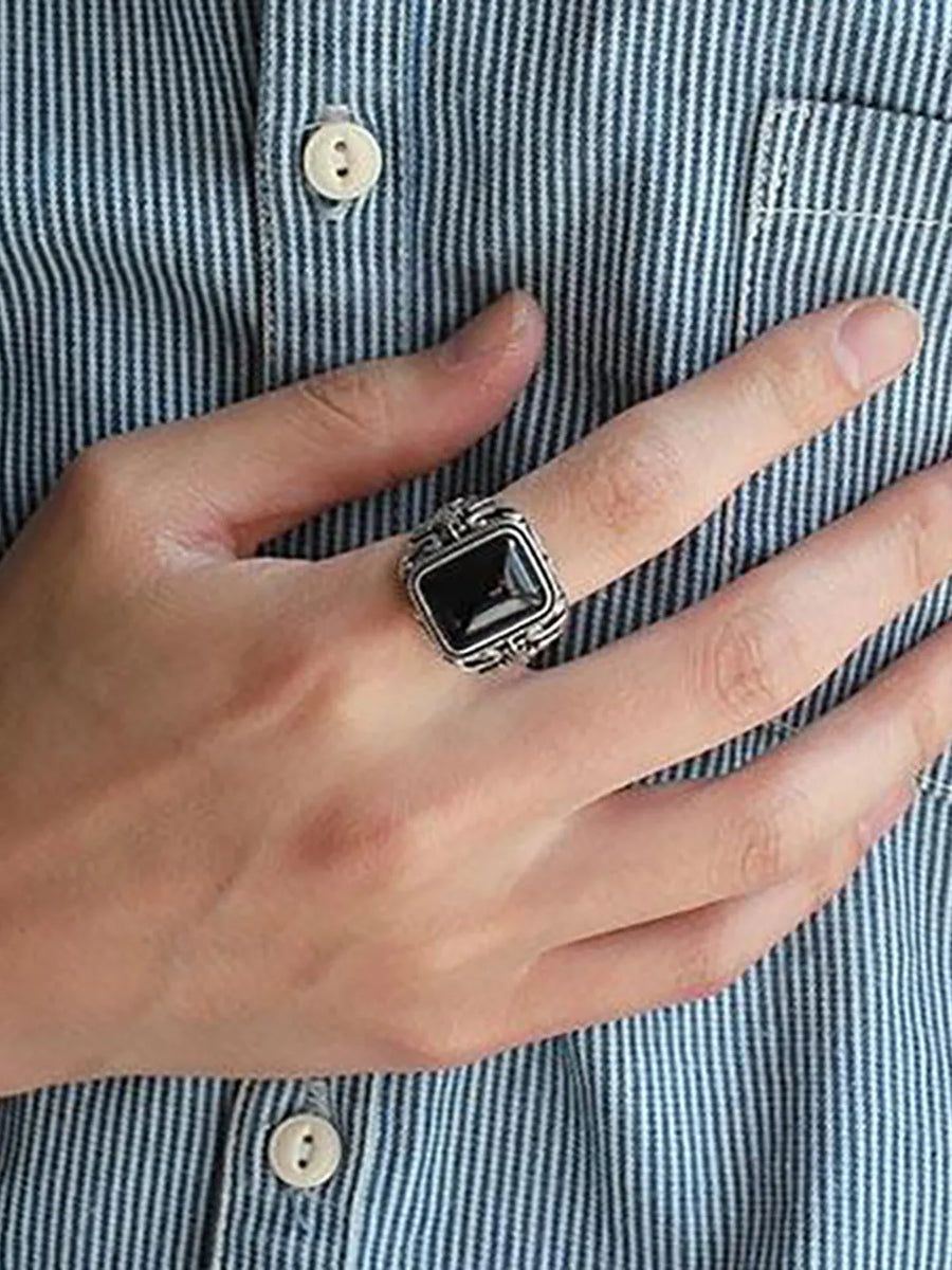 Rhodium Plated Men's Synthetic Stone Jewellery