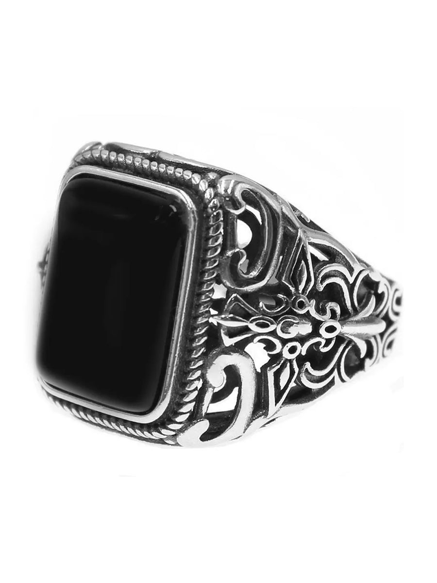 Rhodium Plated Men's Synthetic Stone Jewellery