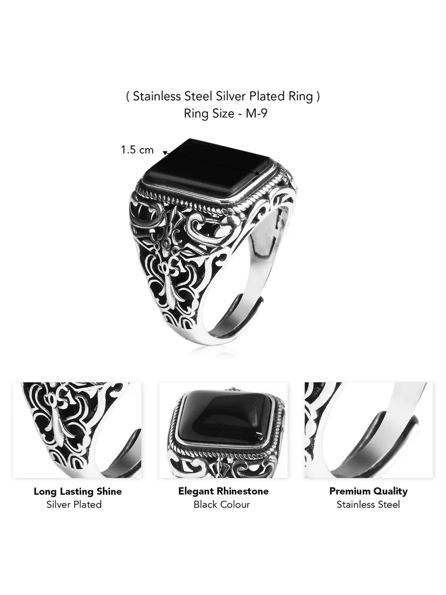 Rhodium Plated Men's Synthetic Stone Jewellery