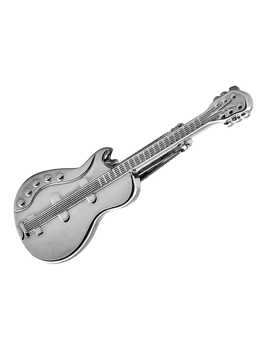 Peora Musician Guitar Silver Tie Pin