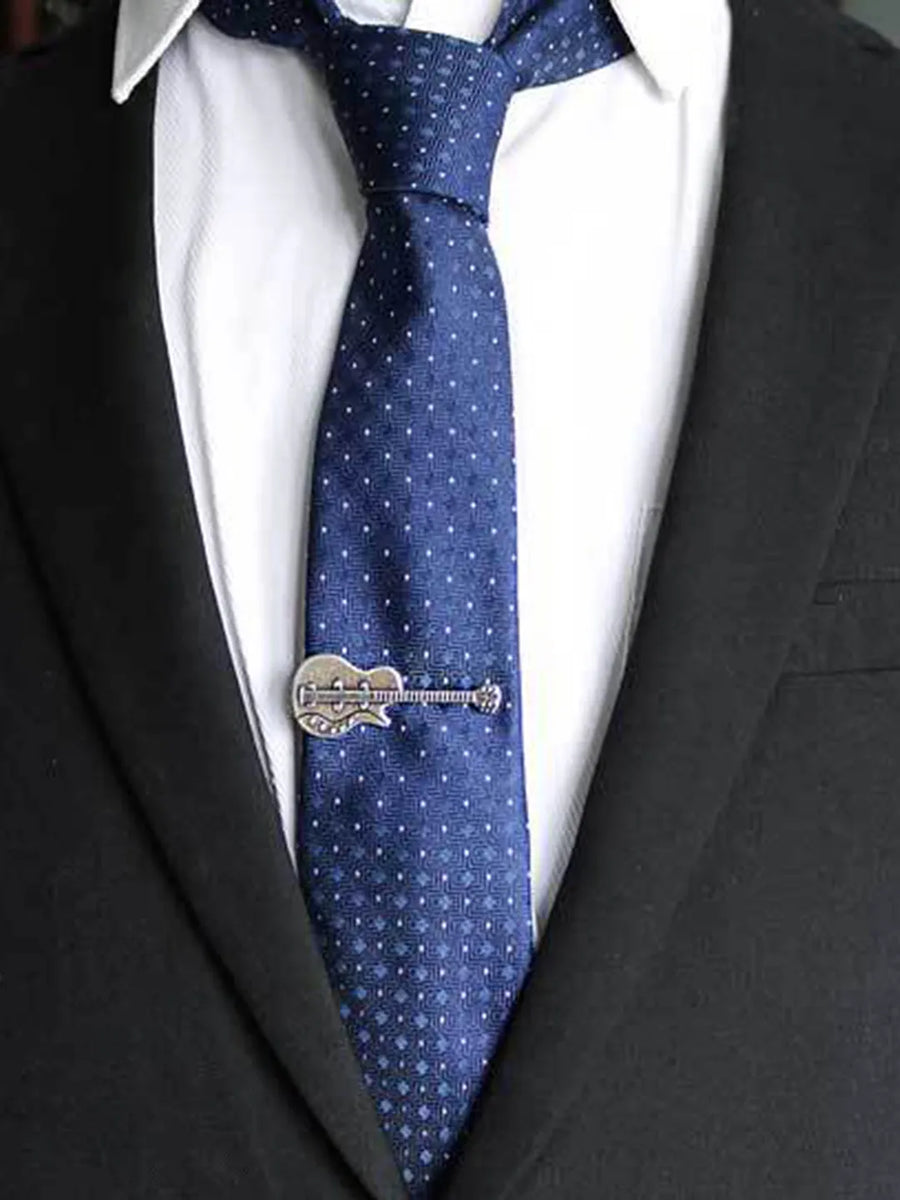 Peora Musician Guitar Silver Tie Pin