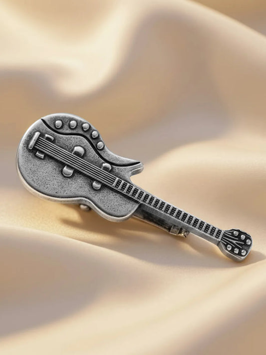Peora Musician Guitar Silver Tie Pin