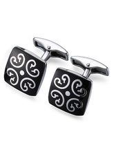 Polished Perfection Black Silver Tie Pin Cufflinks