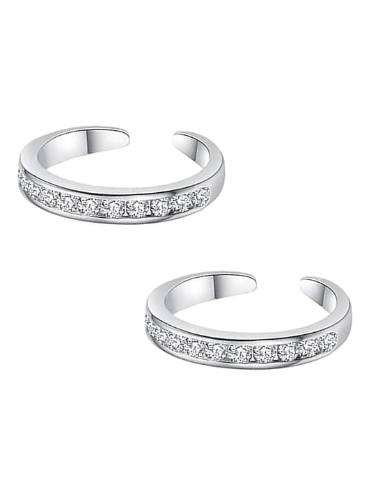 Sparkling CZ Row Open Toe Ring