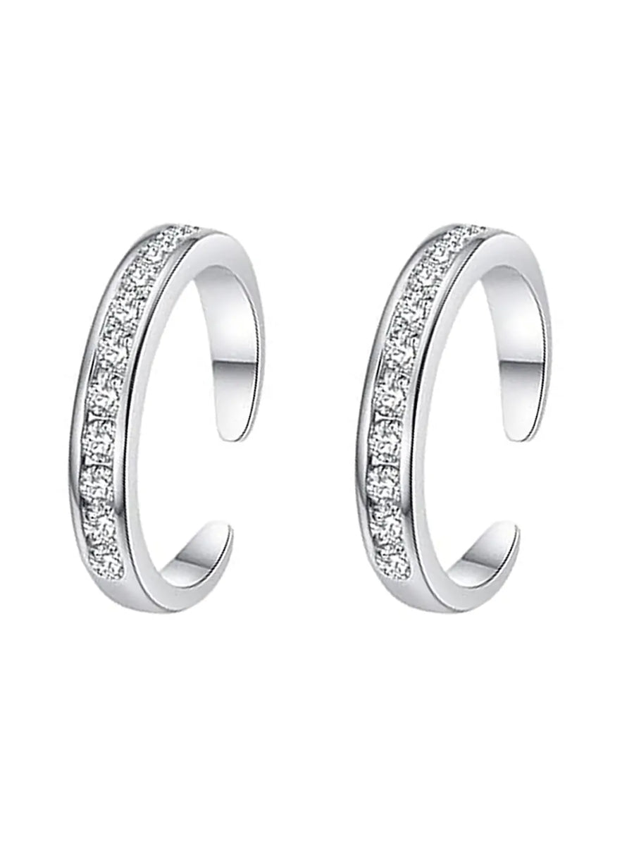 Sparkling CZ Row Open Toe Ring