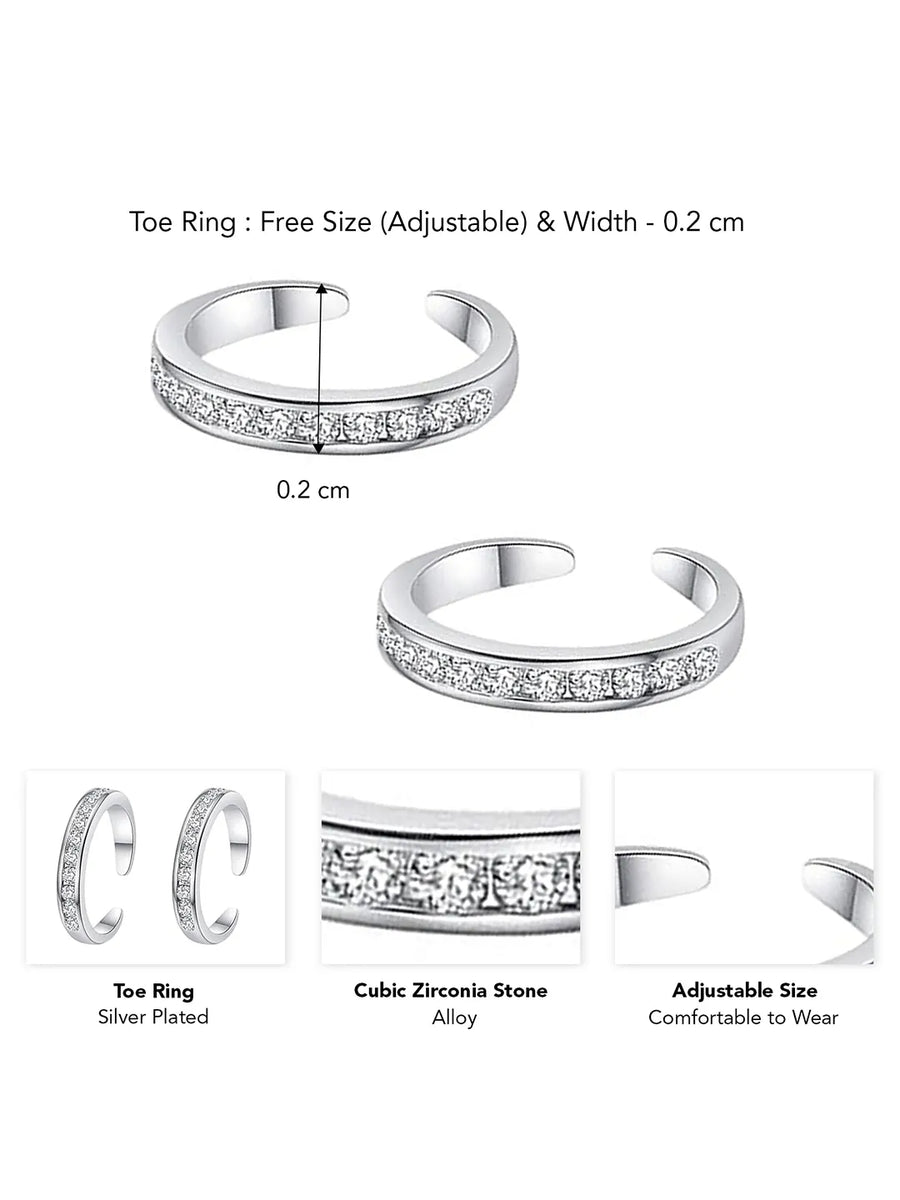 Sparkling CZ Row Open Toe Ring