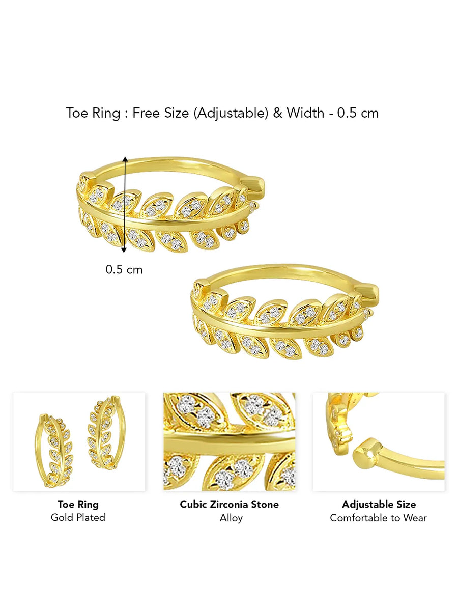 Nature’s Glow CZ Leaf Toe Ring