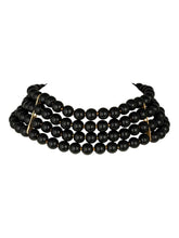Classic Pearl Beaded Choker & Earrings - Black