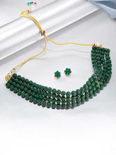 Classic Pearl Beaded Choker & Earrings - Green