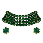 Classic Pearl Beaded Choker & Earrings - Green
