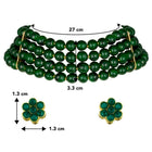 Classic Pearl Beaded Choker & Earrings - Green