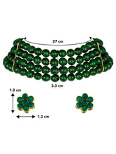 Classic Pearl Beaded Choker & Earrings - Green