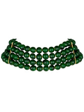 Classic Pearl Beaded Choker & Earrings - Green