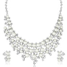 Royal Pearl Cluster Necklace Set - White