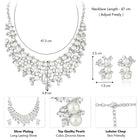 White necklace earrings set crafted from alloy, adorned with cubic zirconia & pearl for an elegant, timeless look | Peora
