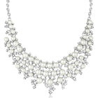 White necklace earrings set crafted from alloy, adorned with cubic zirconia & pearl for an elegant, timeless look | Peora
