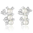 White necklace earrings set crafted from alloy, adorned with cubic zirconia & pearl for an elegant, timeless look | Peora

