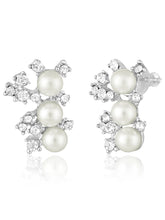 White necklace earrings set crafted from alloy, adorned with cubic zirconia & pearl for an elegant, timeless look | Peora
