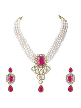 Bliss Crystal Pearl Choker Necklace Set