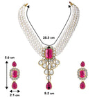 Bliss Crystal Pearl Choker Necklace Set - Rani Pink