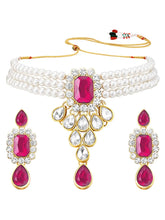 Bliss Crystal Pearl Choker Necklace Set