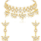 White choker earring set crafted from alloy, adorned with crystal & beads for an elegant, timeless look | Peora
