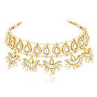 White choker earring set crafted from alloy, adorned with crystal & beads for an elegant, timeless look | Peora
