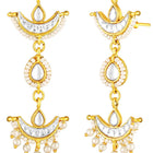 White choker earring set crafted from alloy, adorned with crystal & beads for an elegant, timeless look | Peora
