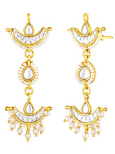 White choker earring set crafted from alloy, adorned with crystal & beads for an elegant, timeless look | Peora
