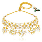 White choker earring set crafted from alloy, adorned with crystal & beads for an elegant, timeless look | Peora
