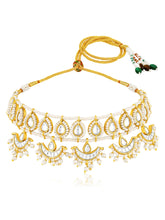 White choker earring set crafted from alloy, adorned with crystal & beads for an elegant, timeless look | Peora
