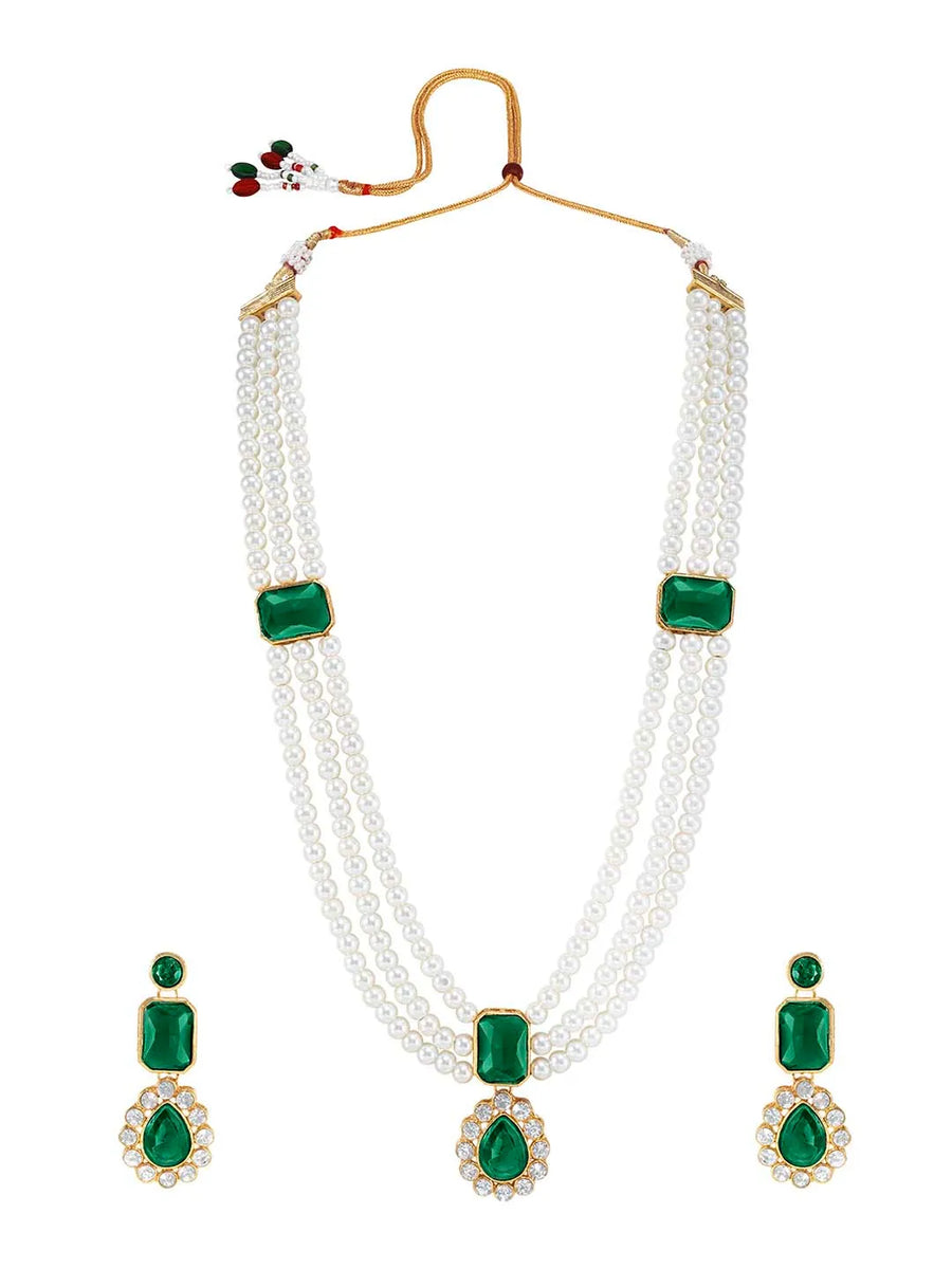Pearl Long Necklace Set by Peora | Elegant Pearl Fashion Jewellery

