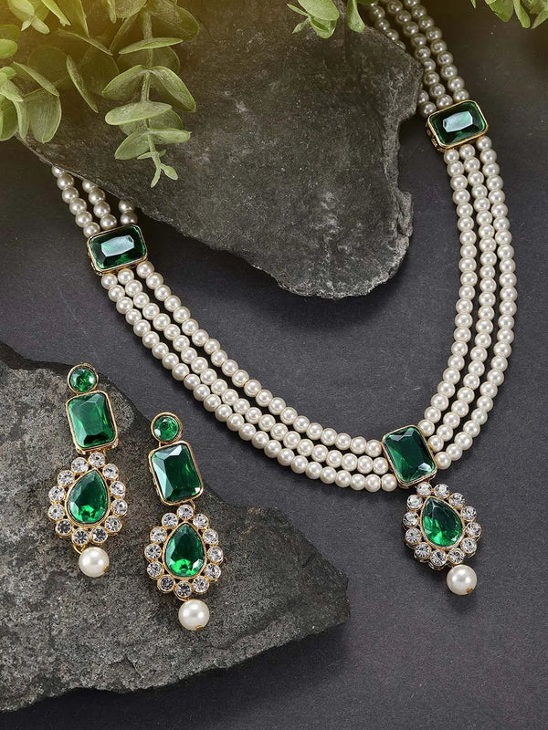 Pearl Long Necklace Set by Peora | Elegant Pearl Fashion Jewellery

