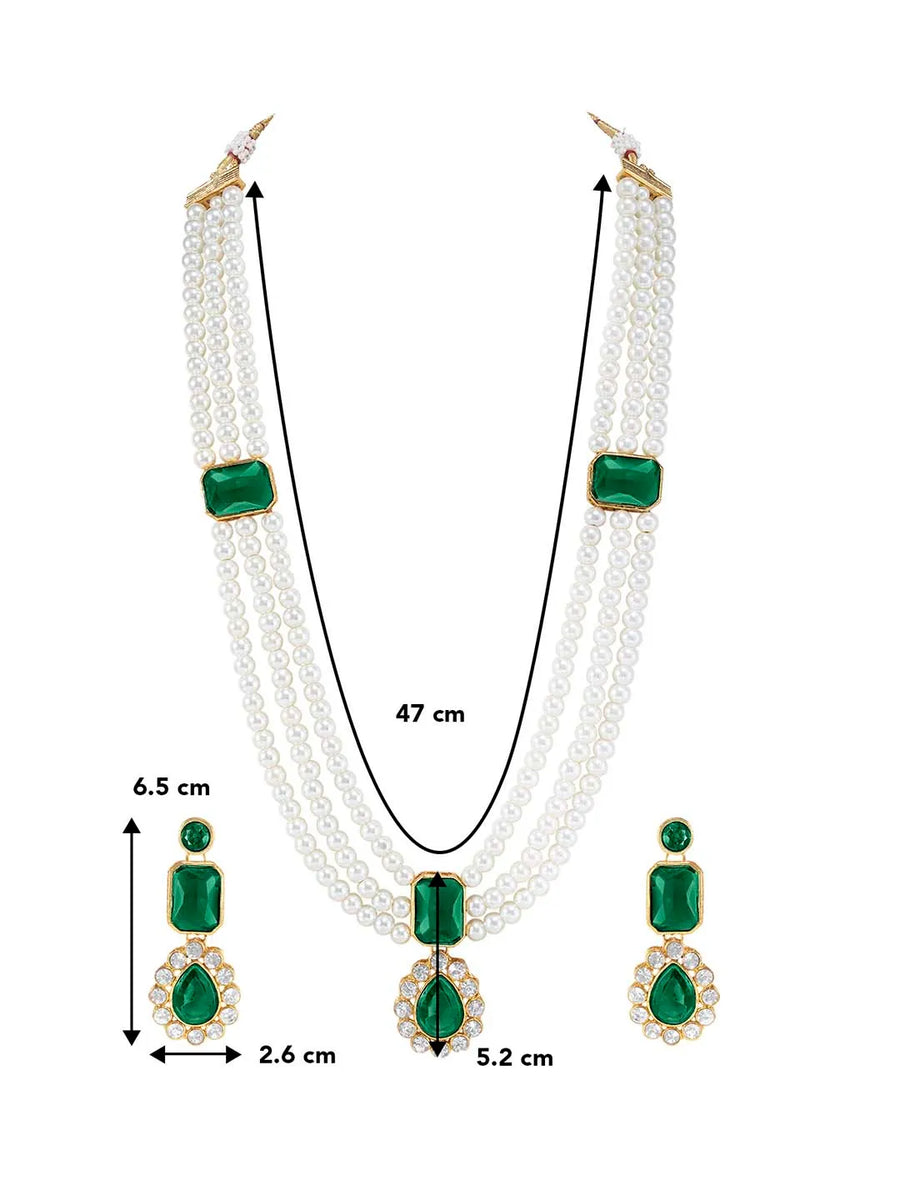 Pearl Long Necklace Set by Peora | Elegant Pearl Fashion Jewellery

