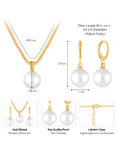 Gold pendant chain earring set crafted from alloy, adorned with pearl for an elegant, timeless look | Peora
