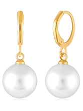 Gold pendant chain earring set crafted from alloy, adorned with pearl for an elegant, timeless look | Peora
