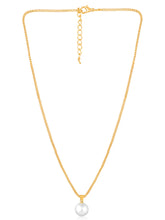 Gold pendant chain earring set crafted from alloy, adorned with pearl for an elegant, timeless look | Peora
