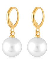 Gold pendant chain earring set crafted from alloy, adorned with pearl for an elegant, timeless look | Peora
