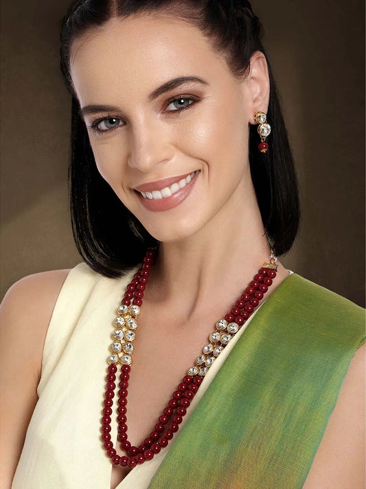 Pearl Stone Necklace Set by Peora | Elegant Pearl Fashion Jewellery

